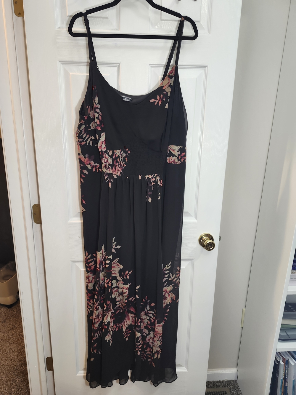 City Chic Black Floral Spaghetti-Strap Maxi Dress, XL 22~= Torrid 3 (22-24)